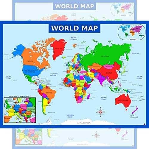 21F6D368-E0B9-15AF-9326-9492EEE117B0.jpg 3D Learning LLF World Map Poster with Central Europe Inset - Image 1