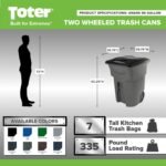 Toter 96 Gallon Trash Can with Smooth Wheels and Lid - Image 3