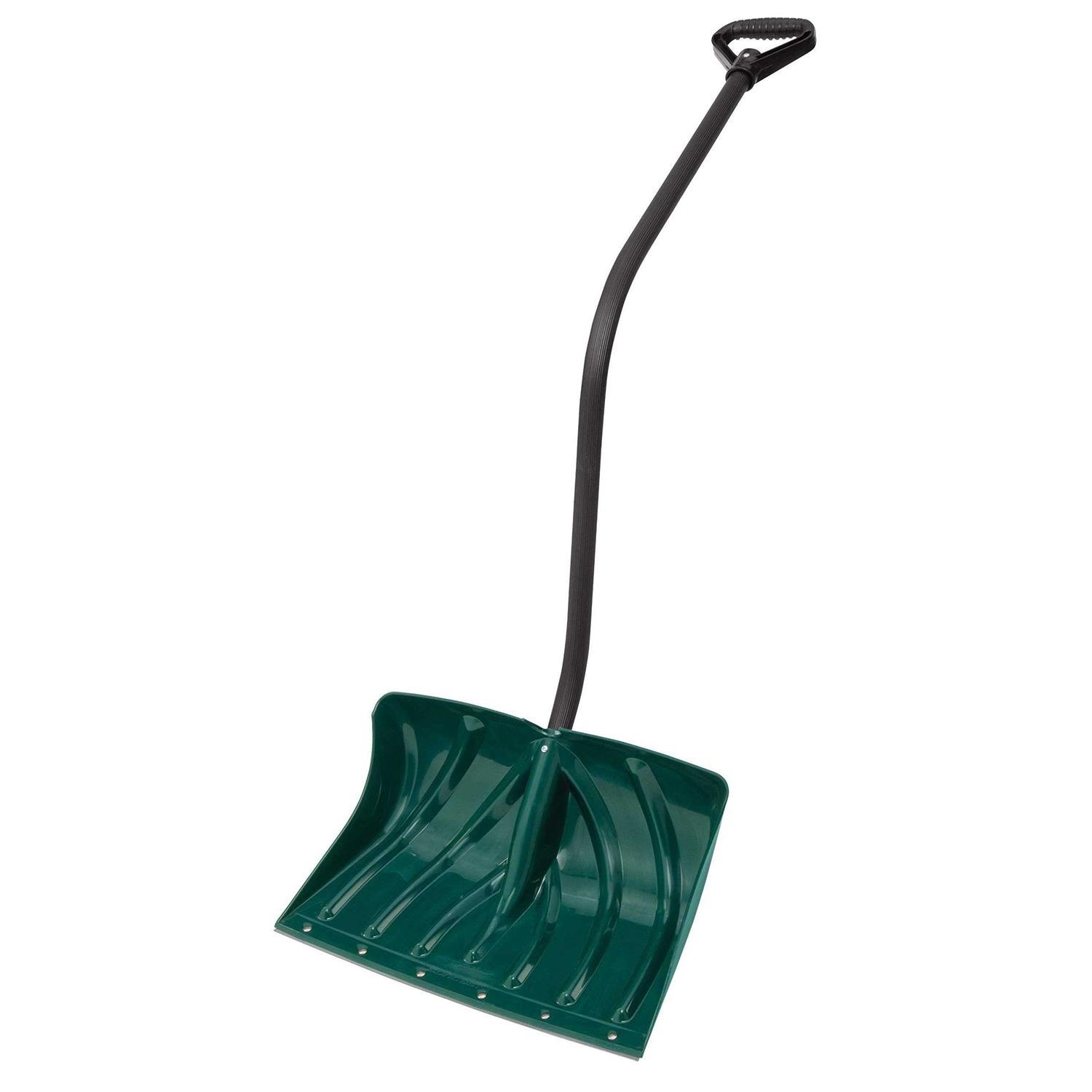 41B34BE8-54D9-7D35-B168-604A2F1BFAC7.jpg Suncast Sc3250 18 in. Poly Snow Shovel & Pusher with Ergonomic Handle - Image 1