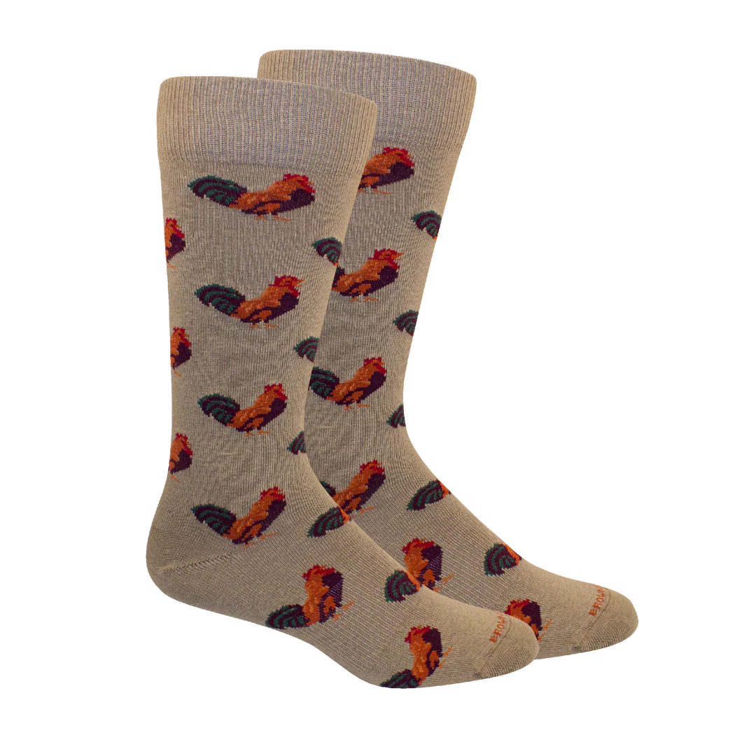 99-18840ROOSTERKHAKI Brown Dog Socks | Rooster - Khaki - Image 1