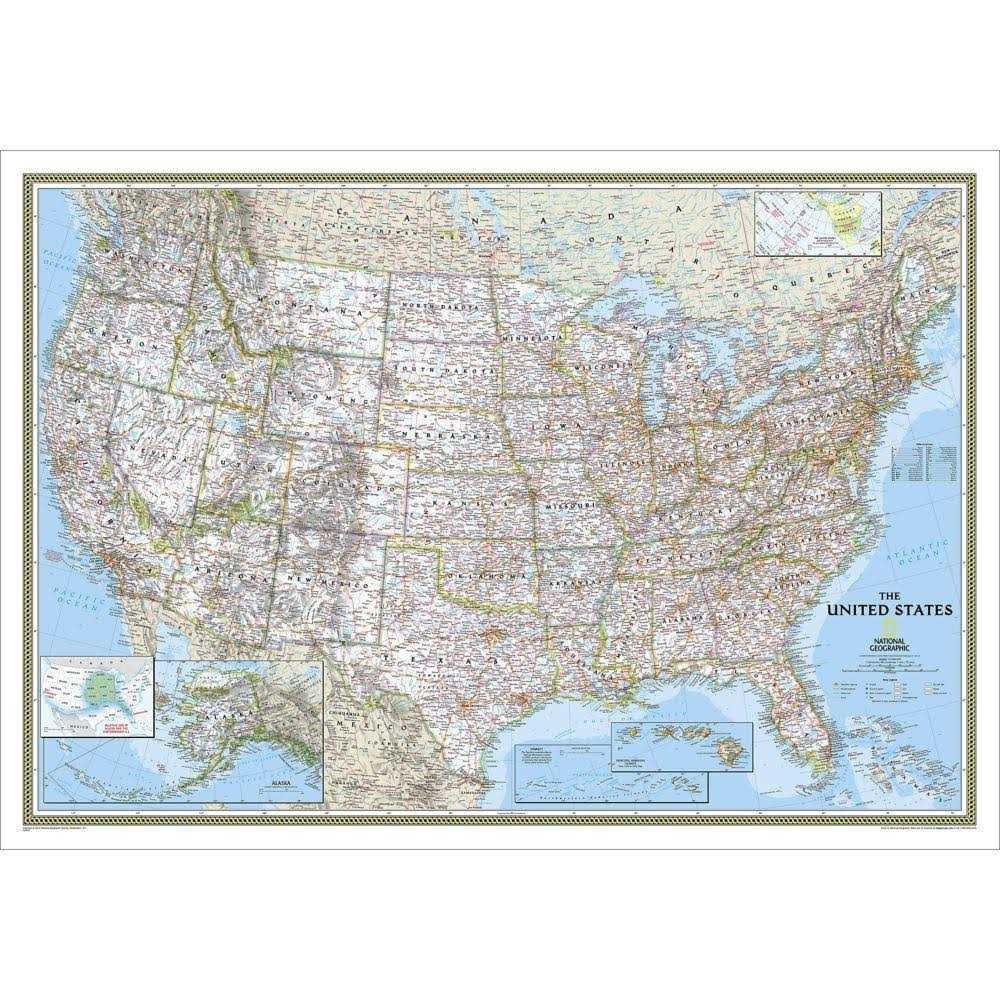 A32EB4F1-FA7F-0158-9148-AA09B4D0A865.jpg National Geographic United States Classic Wall Map - Image 1