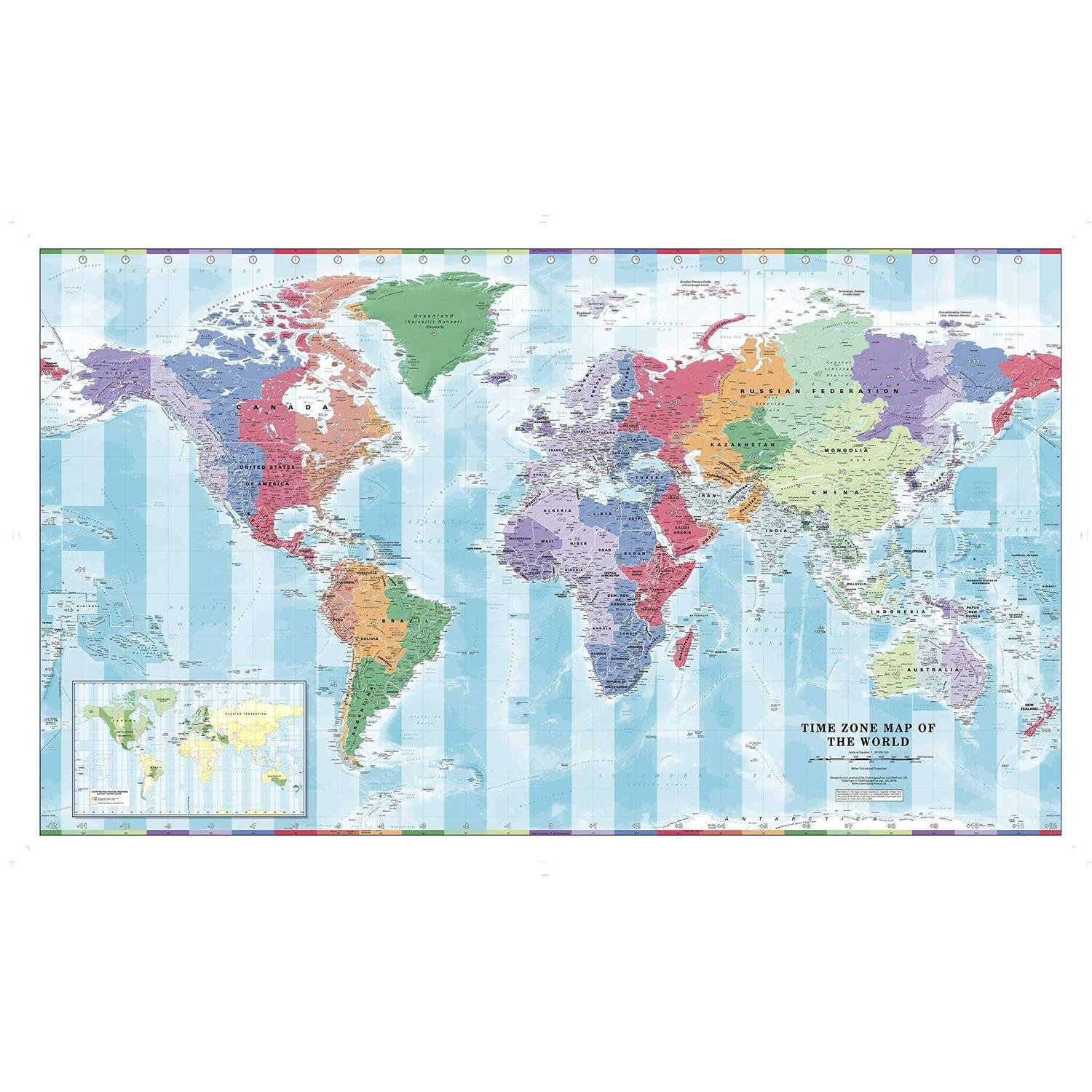 E61A0323-11DB-623A-82B6-992347CAA03C.jpg Time Zone Wall Map of The World - Image 1